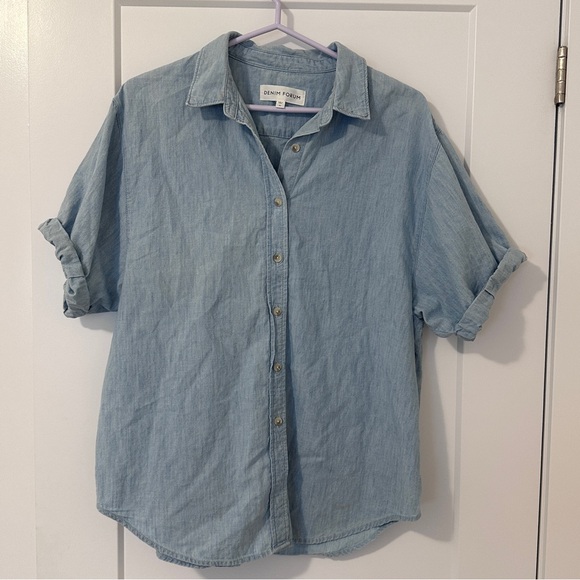 Denim Forum The Jane Shirt Light Blue Japanese Cotton Chambray Size Medium - Picture 3 of 13